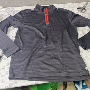 Fila Sport Medium Gray Red 1/4 Zip Up Athletic Pull Over